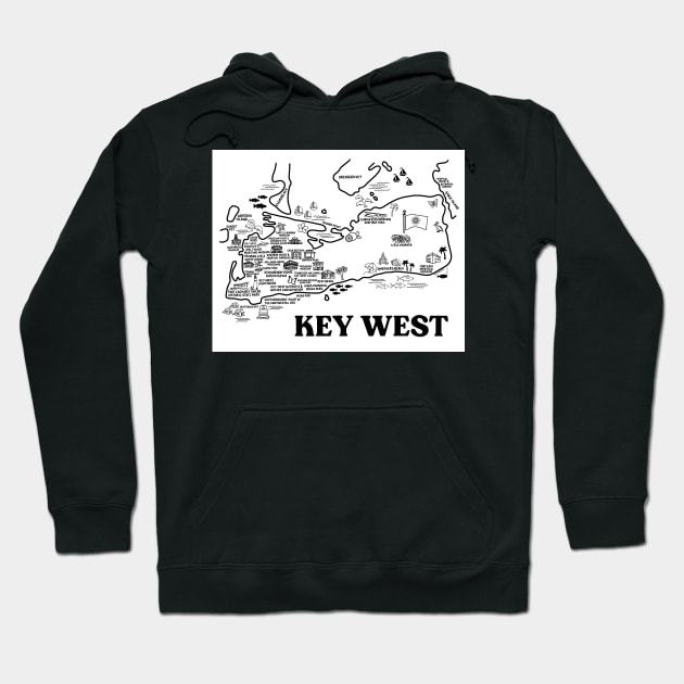 Key West Map Art Hoodie by fiberandgloss